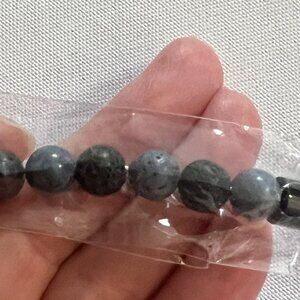 Blackjack Labradorite & Onyx Black Beaded Franco Link  Stainless Steel Bracelet